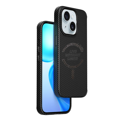 iPhone 15 Plus Kılıf Wiwu LCC-107 Karbon Fiber M-safe Şarj Özellikli Kamera Korumalı Kabon Kapak