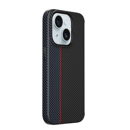iPhone 15 Plus Kılıf Wiwu LCC-107 Karbon Fiber M-safe Şarj Özellikli Kamera Korumalı Kabon Kapak