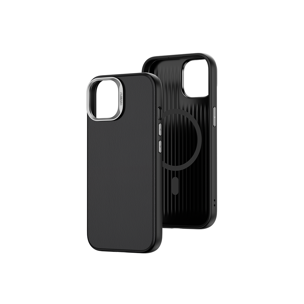 iPhone 15 Plus Kılıf Wiwu SP-019 M-safe Şarj Özellikli Vegan Leather Deri Kapak