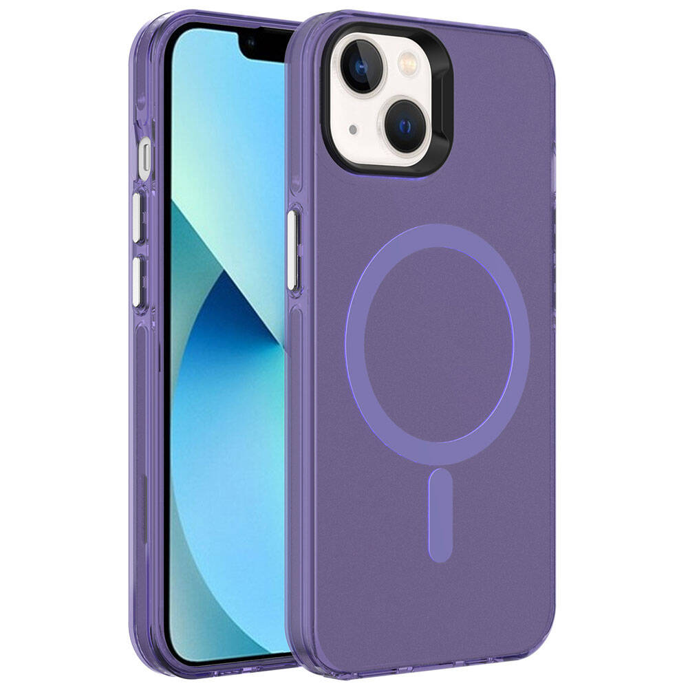 Apple iPhone 15 Plus Kılıf Zore M-safe Şarj Özellikli Buzlu Transparan C-Pro Sert Kapak