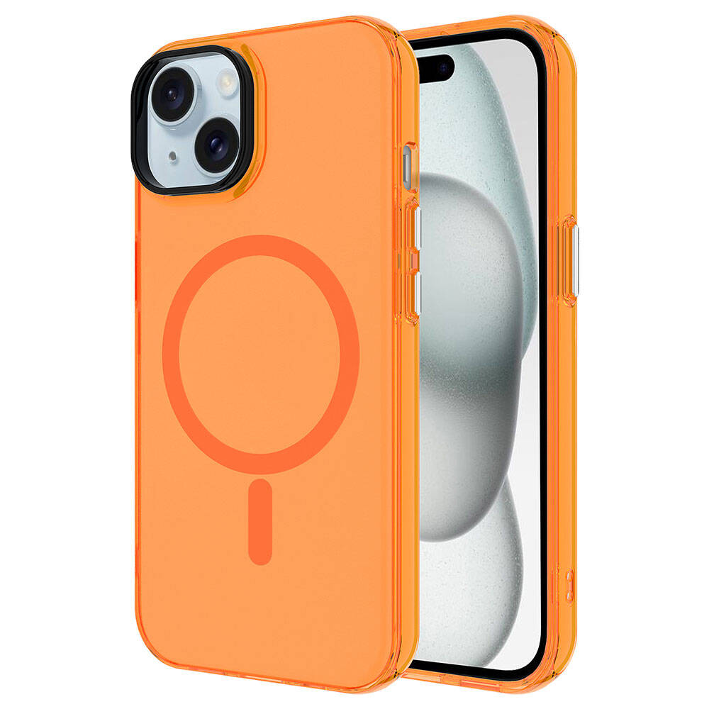 Apple iPhone 15 Plus Kılıf Zore M-safe Şarj Özellikli Buzlu Transparan C-Pro Sert Kapak