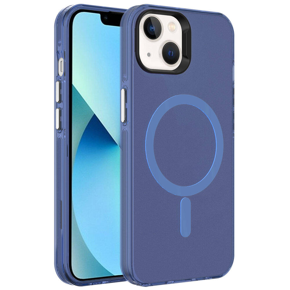 Apple iPhone 15 Plus Kılıf Zore M-safe Şarj Özellikli Buzlu Transparan C-Pro Sert Kapak