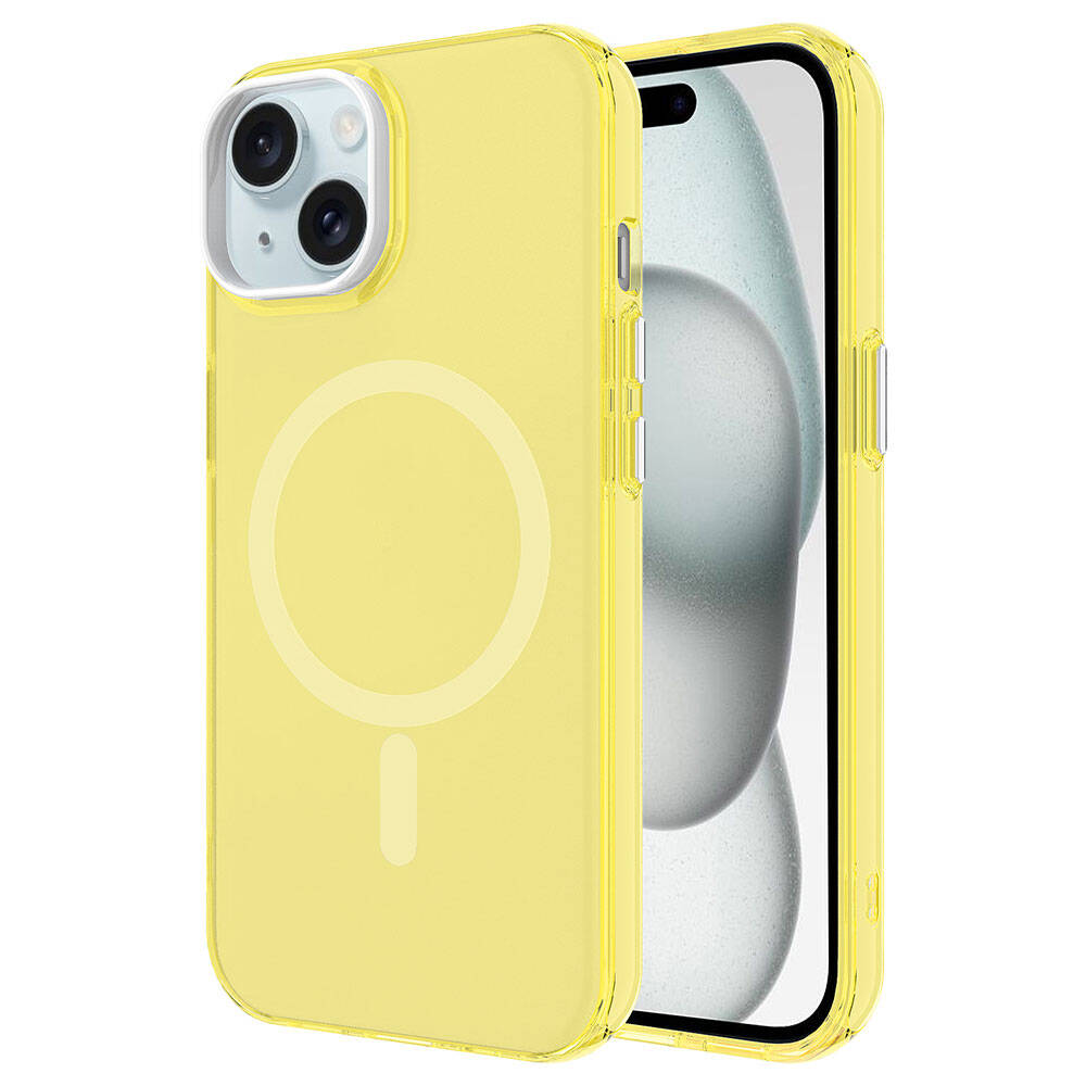 Apple iPhone 15 Plus Kılıf Zore M-safe Şarj Özellikli Buzlu Transparan C-Pro Sert Kapak