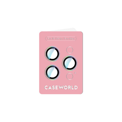 iPhone 15 Pro CaseWorld Alloy Sparkling Diamond Serisi Taşlı Lens Koruyucu