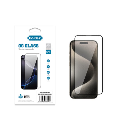 iPhone 15 Pro Go Des OG Glass Antistatik Temperli Cam Ekran Koruyucu