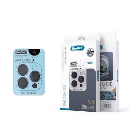 iPhone 15 Pro Go Des Titanium Premium Temperli Kamera Lens Koruyucu