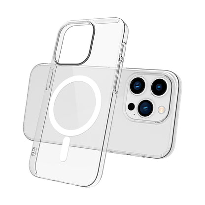 Apple iPhone 15 Pro Kamera Korumalı M-Safe Şarj Özellikli Şeffaf Zore London Sert PC Kapak