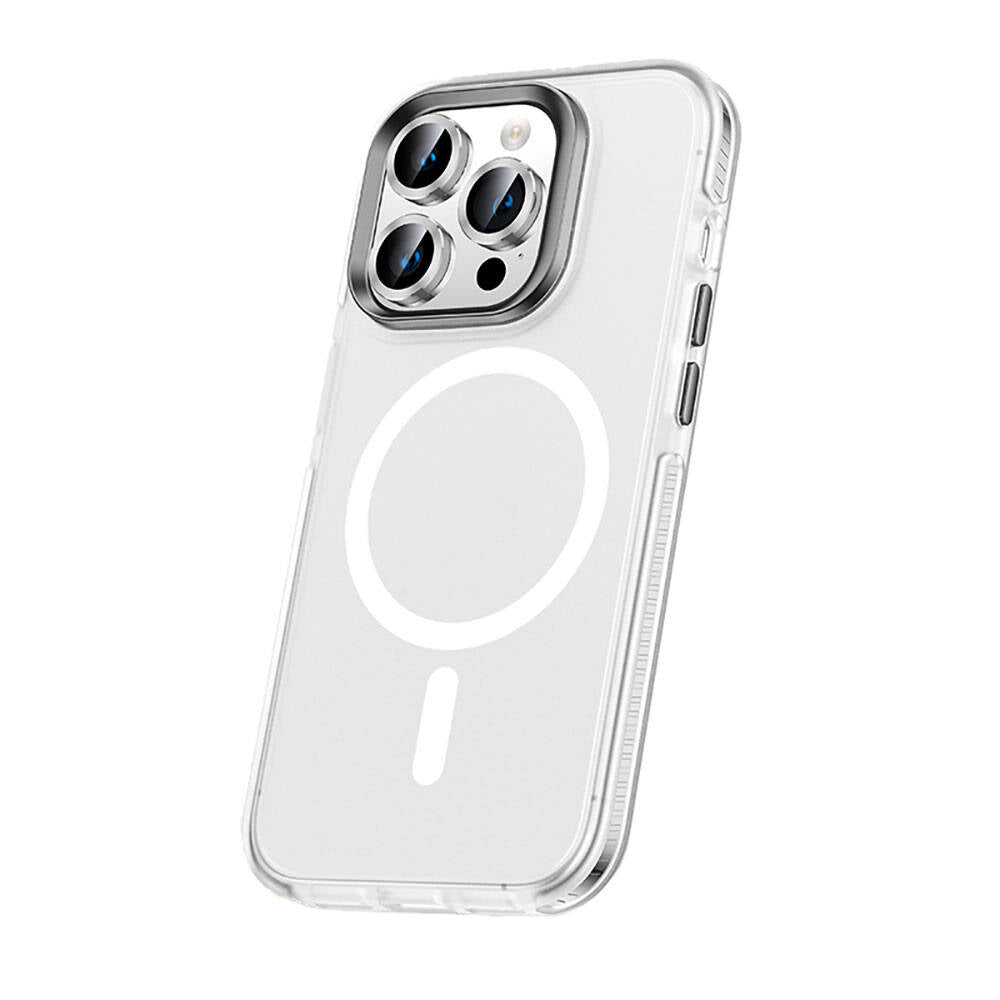 Apple iPhone 15 Pro Kılıf Airbagli M-safe Wireless Şarj Özellikli Lens Koruyuculu Zore Klaptika Kapak