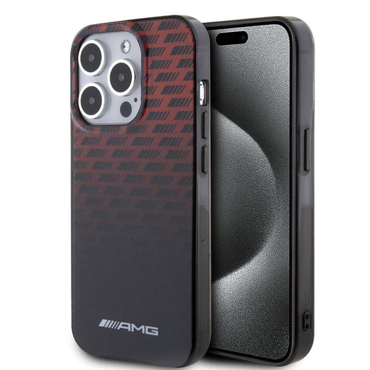 iPhone 15 Pro Kılıf AMG Orjinal Lisanslı Çift Katmanlı Küçük Logolu Dörtgen Şerit Desenli Kapak