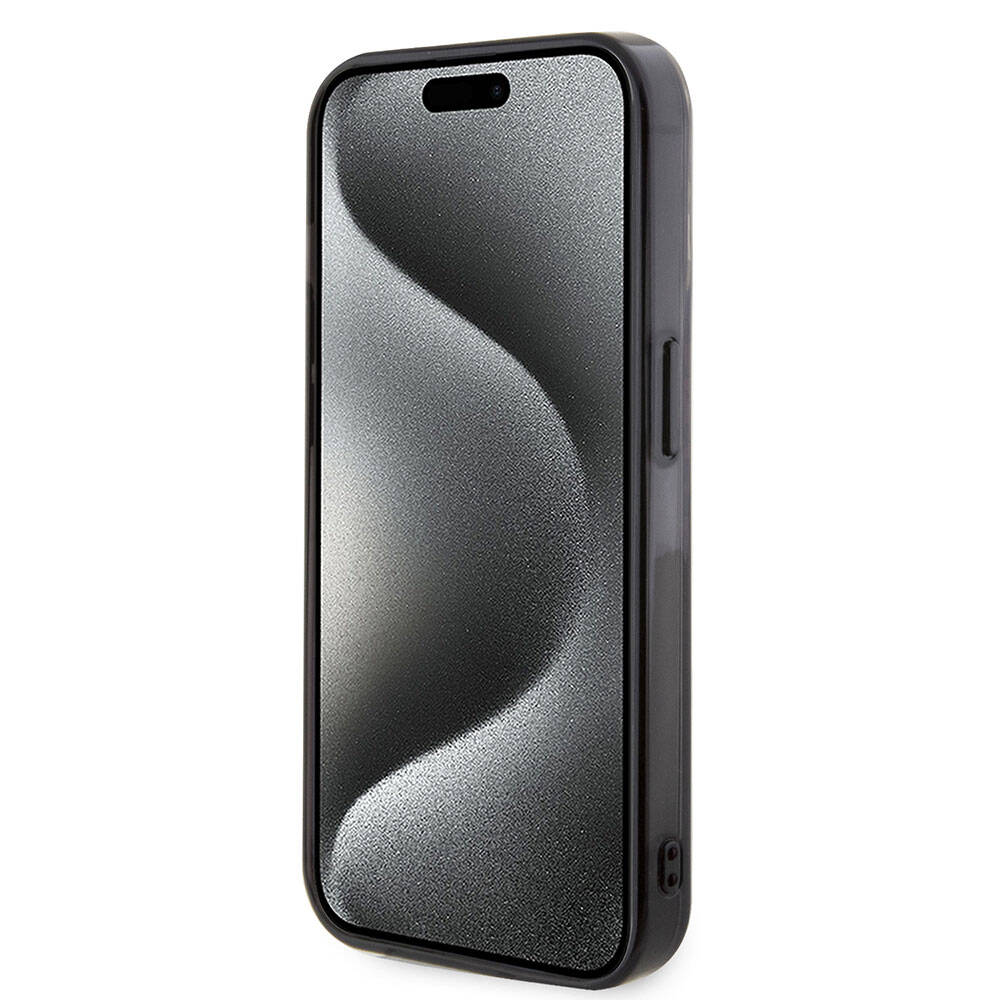 iPhone 15 Pro Kılıf AMG Orjinal Lisanslı Çift Katmanlı Küçük Logolu Dörtgen Şerit Desenli Kapak