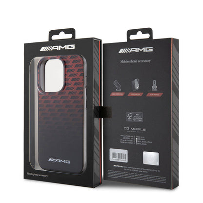 iPhone 15 Pro Kılıf AMG Orjinal Lisanslı Çift Katmanlı Küçük Logolu Dörtgen Şerit Desenli Kapak