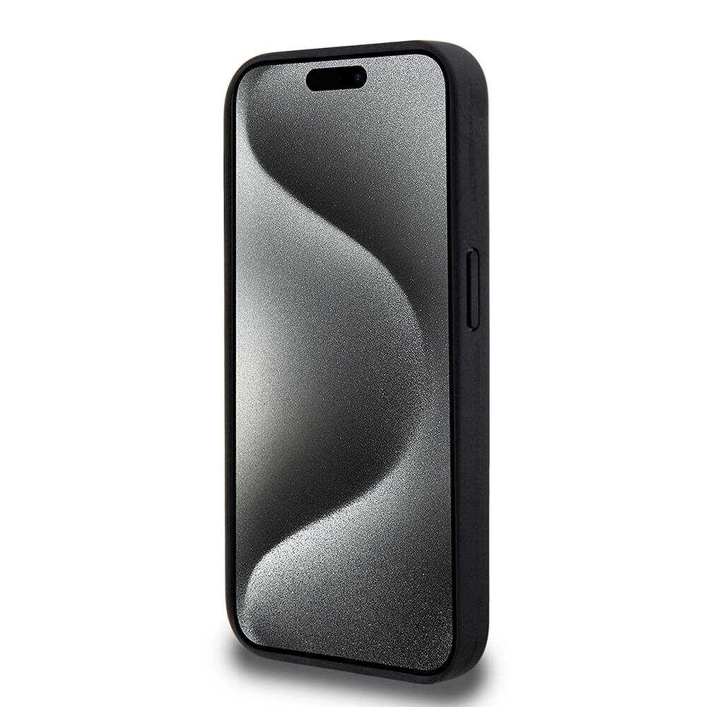 iPhone 15 Pro Kılıf AMG Orjinal Lisanslı M-safe Şarj Özellikli Delikli Deri Kıvrımlı Çizgili Kapak