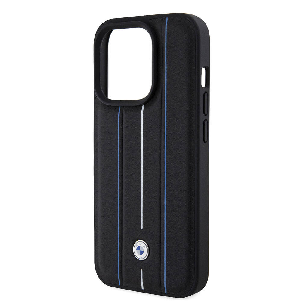 iPhone 15 Pro Kılıf BMW Deri Görünümlü Blue Lines Orjinal Lisanslı Kapak