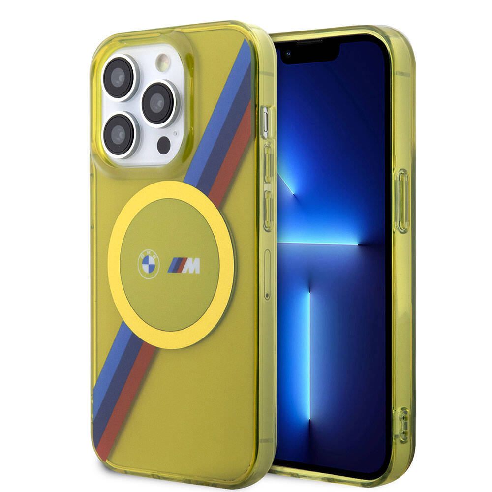 iPhone 15 Pro Kılıf BMW M-safe Şarj Özellikli Transparan Tricolor Stripes Orjinal Lisanslı Kapak