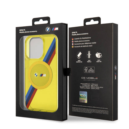 iPhone 15 Pro Kılıf BMW M-safe Şarj Özellikli Transparan Tricolor Stripes Orjinal Lisanslı Kapak