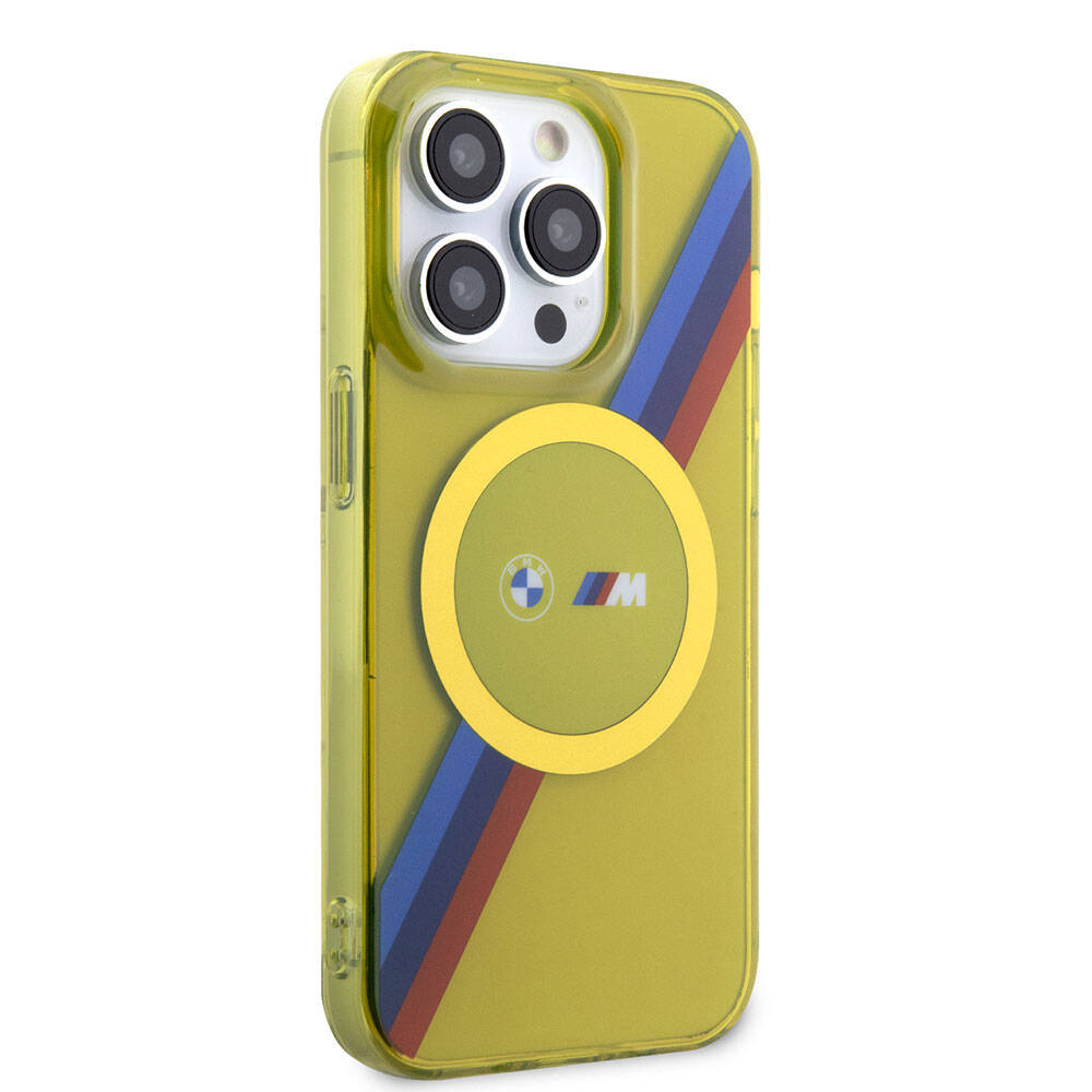 iPhone 15 Pro Kılıf BMW M-safe Şarj Özellikli Transparan Tricolor Stripes Orjinal Lisanslı Kapak