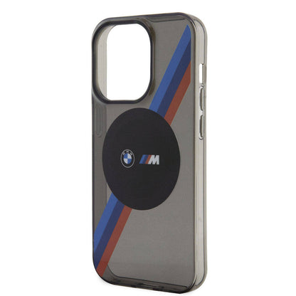 iPhone 15 Pro Kılıf BMW M-safe Şarj Özellikli Transparan Tricolor Stripes Orjinal Lisanslı Kapak