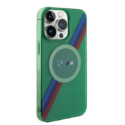 iPhone 15 Pro Kılıf BMW M-safe Şarj Özellikli Transparan Tricolor Stripes Orjinal Lisanslı Kapak