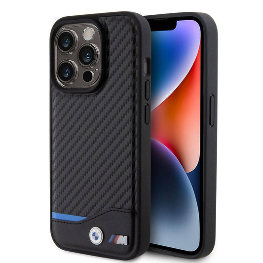 iPhone 15 Pro Kılıf BMW Orjinal Lisanslı M-safe Şarj Özellikli M Logolu PU Karbon Kapak