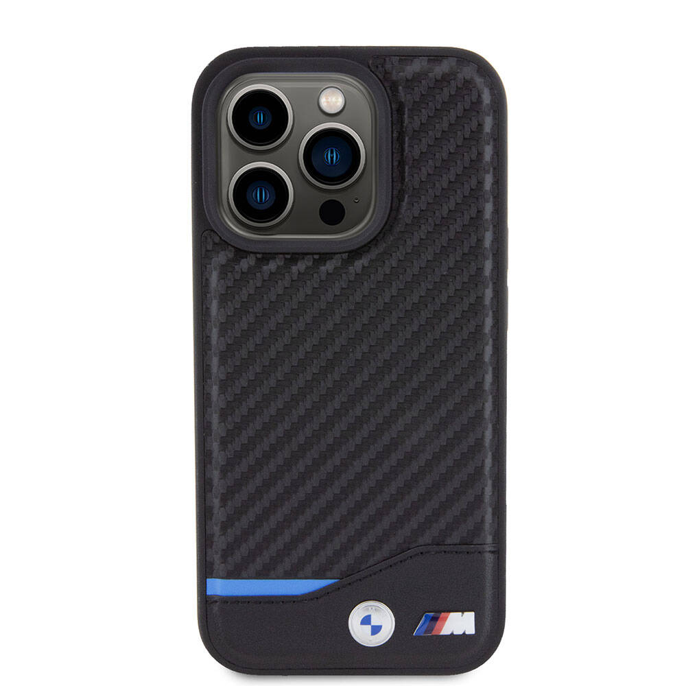 iPhone 15 Pro Kılıf BMW Orjinal Lisanslı M-safe Şarj Özellikli M Logolu PU Karbon Kapak