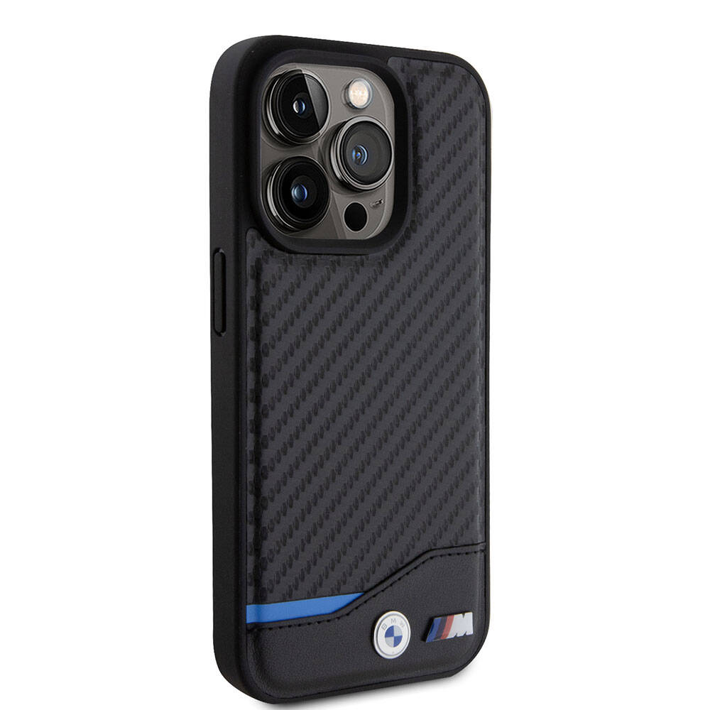 iPhone 15 Pro Kılıf BMW Orjinal Lisanslı M-safe Şarj Özellikli M Logolu PU Karbon Kapak