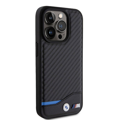 iPhone 15 Pro Kılıf BMW Orjinal Lisanslı M-safe Şarj Özellikli M Logolu PU Karbon Kapak