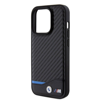 iPhone 15 Pro Kılıf BMW Orjinal Lisanslı M-safe Şarj Özellikli M Logolu PU Karbon Kapak