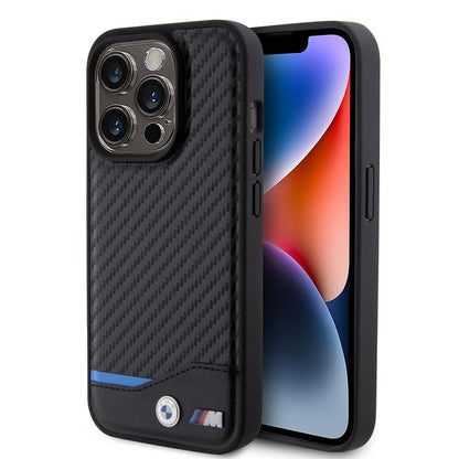 iPhone 15 Pro Kılıf BMW Orjinal Lisanslı M-safe Şarj Özellikli M Logolu PU Karbon Kapak