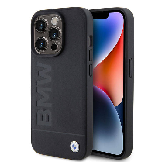 iPhone 15 Pro Kılıf BMW Orjinal Lisanslı M-safe Şarj Özellikli Sıcak Damga Logolu Deri Kapak