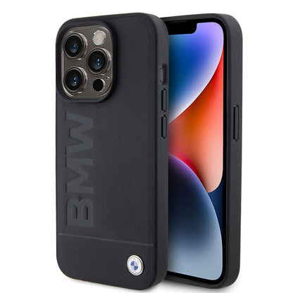 iPhone 15 Pro Kılıf BMW Orjinal Lisanslı M-safe Şarj Özellikli Sıcak Damga Logolu Deri Kapak