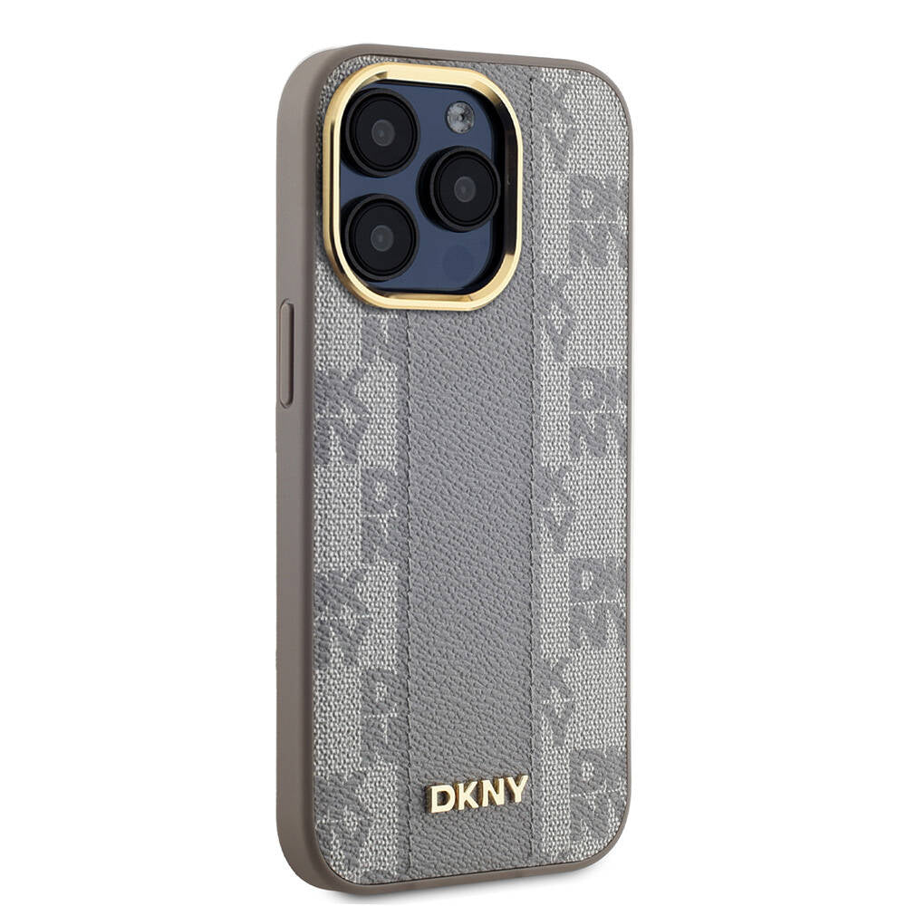 iPhone 15 Pro Kılıf DKNY Orjinal Lisanslı M-safe Şarj Özellikli 3D Yazılı Checkered Pattern Kapak