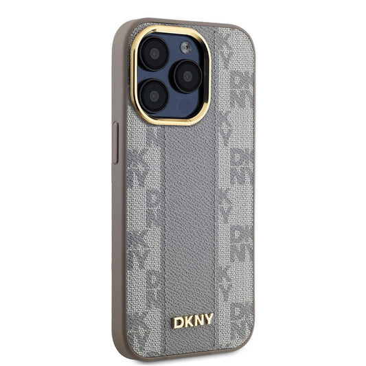 iPhone 15 Pro Kılıf DKNY Orjinal Lisanslı M-safe Şarj Özellikli 3D Yazılı Checkered Pattern Kapak