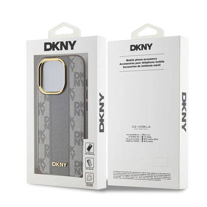 iPhone 15 Pro Kılıf DKNY Orjinal Lisanslı M-safe Şarj Özellikli 3D Yazılı Checkered Pattern Kapak