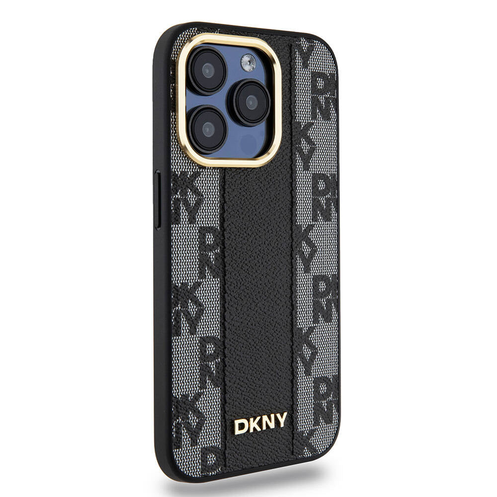 iPhone 15 Pro Kılıf DKNY Orjinal Lisanslı M-safe Şarj Özellikli 3D Yazılı Checkered Pattern Kapak