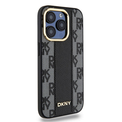 iPhone 15 Pro Kılıf DKNY Orjinal Lisanslı M-safe Şarj Özellikli 3D Yazılı Checkered Pattern Kapak
