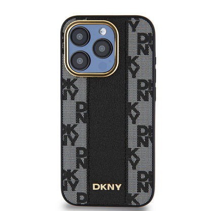 iPhone 15 Pro Kılıf DKNY Orjinal Lisanslı M-safe Şarj Özellikli 3D Yazılı Checkered Pattern Kapak
