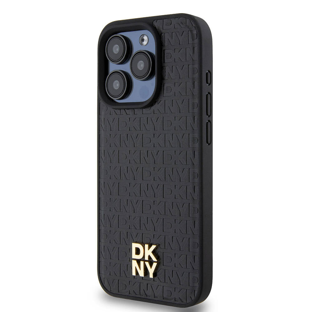 iPhone 15 Pro Kılıf DKNY Orjinal Lisanslı M-safe Şarj Özellikli 3D Yazılı Repeat Pattern Kapak