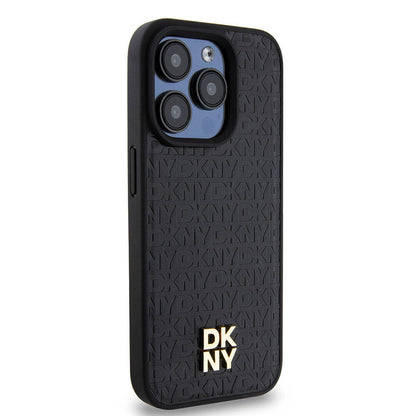iPhone 15 Pro Kılıf DKNY Orjinal Lisanslı M-safe Şarj Özellikli 3D Yazılı Repeat Pattern Kapak