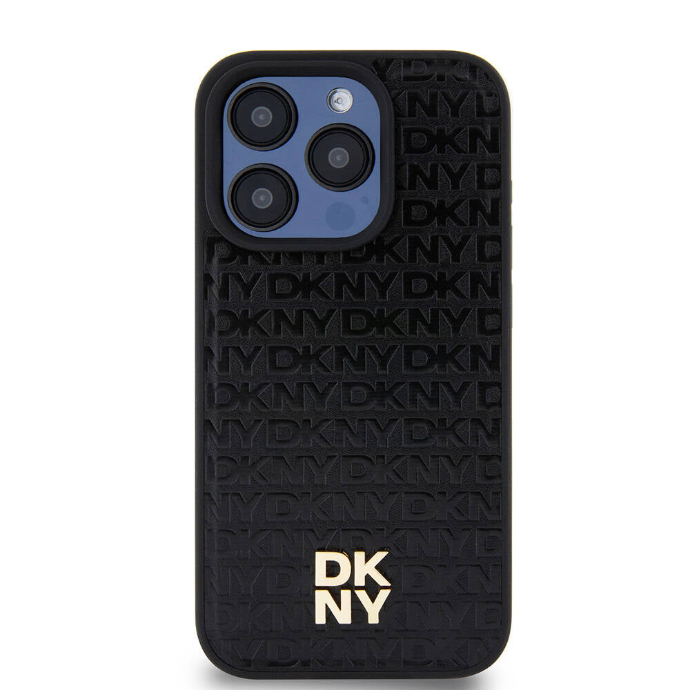 iPhone 15 Pro Kılıf DKNY Orjinal Lisanslı M-safe Şarj Özellikli 3D Yazılı Repeat Pattern Kapak