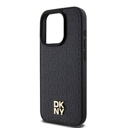 iPhone 15 Pro Kılıf DKNY Orjinal Lisanslı M-safe Şarj Özellikli 3D Yazılı Repeat Pattern Kapak