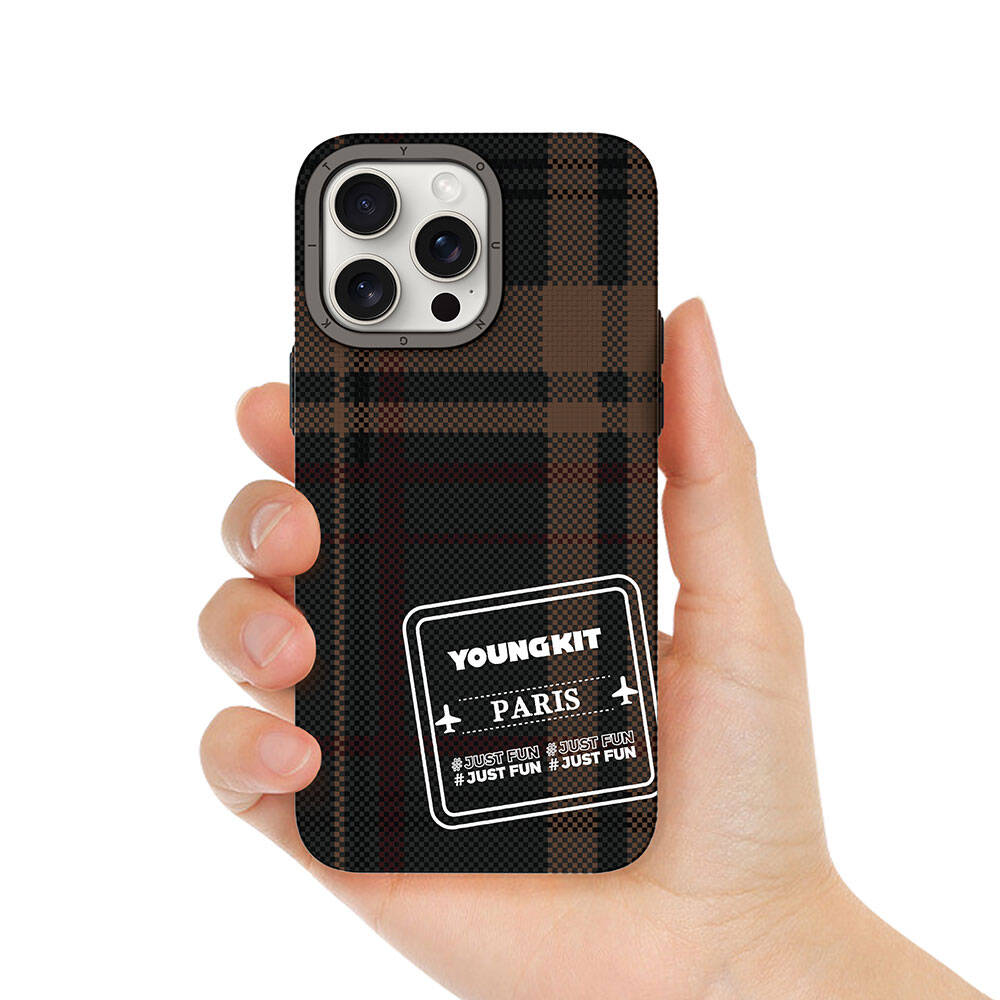 iPhone 15 Pro Kılıf Ekose Desenli Youngkit Gezhi Serisi Kapak