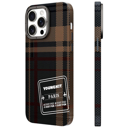 iPhone 15 Pro Kılıf Ekose Desenli Youngkit Gezhi Serisi Kapak