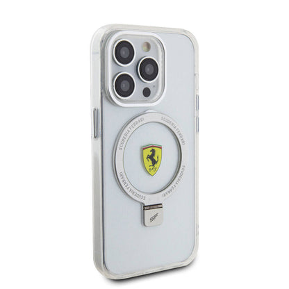 iPhone 15 Pro Kılıf Ferrari M-safe Şarj Özellikli Standlı Buzlu Yüzey Dizayn Kapak