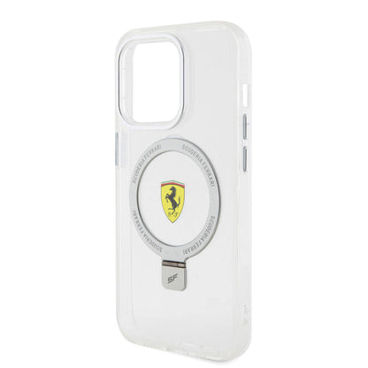 iPhone 15 Pro Kılıf Ferrari M-safe Şarj Özellikli Standlı Buzlu Yüzey Dizayn Kapak