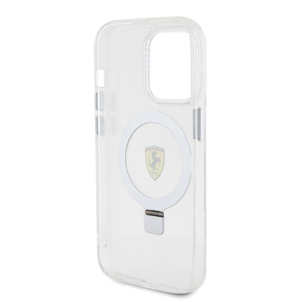 iPhone 15 Pro Kılıf Ferrari M-safe Şarj Özellikli Standlı Buzlu Yüzey Dizayn Kapak