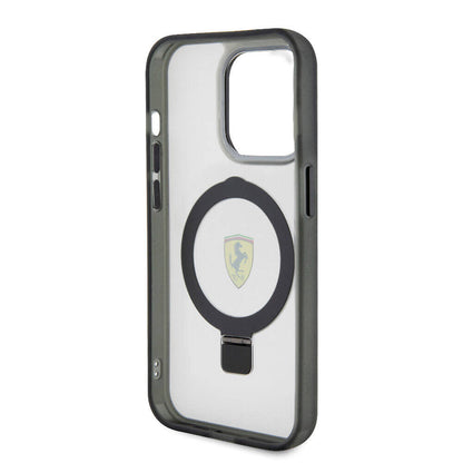 iPhone 15 Pro Kılıf Ferrari M-safe Şarj Özellikli Standlı Buzlu Yüzey Dizayn Kapak