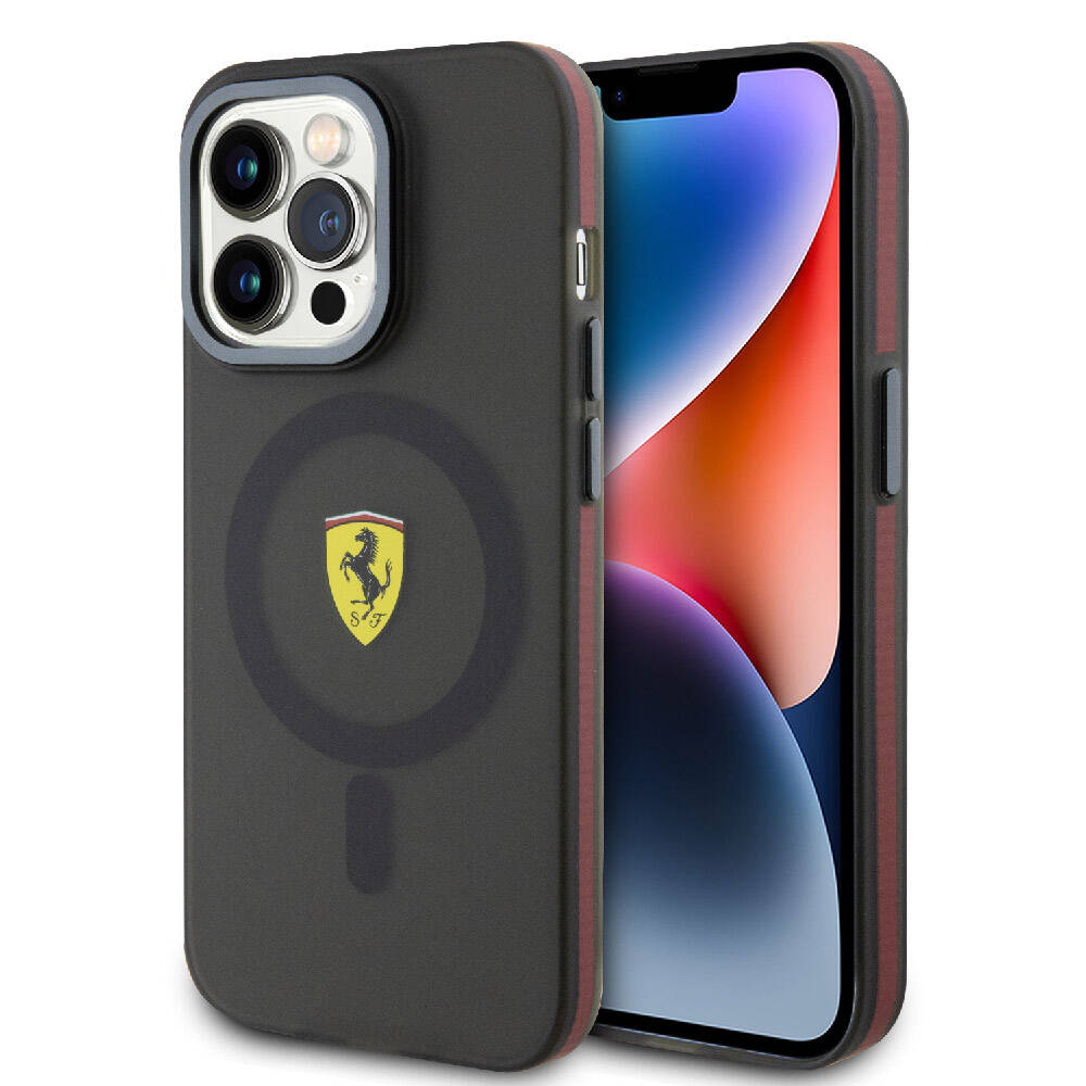 iPhone 15 Pro Kılıf Ferrari Orjinal Lisanslı M-safe Şarj Özellikli Kontrast Bumper Kapak