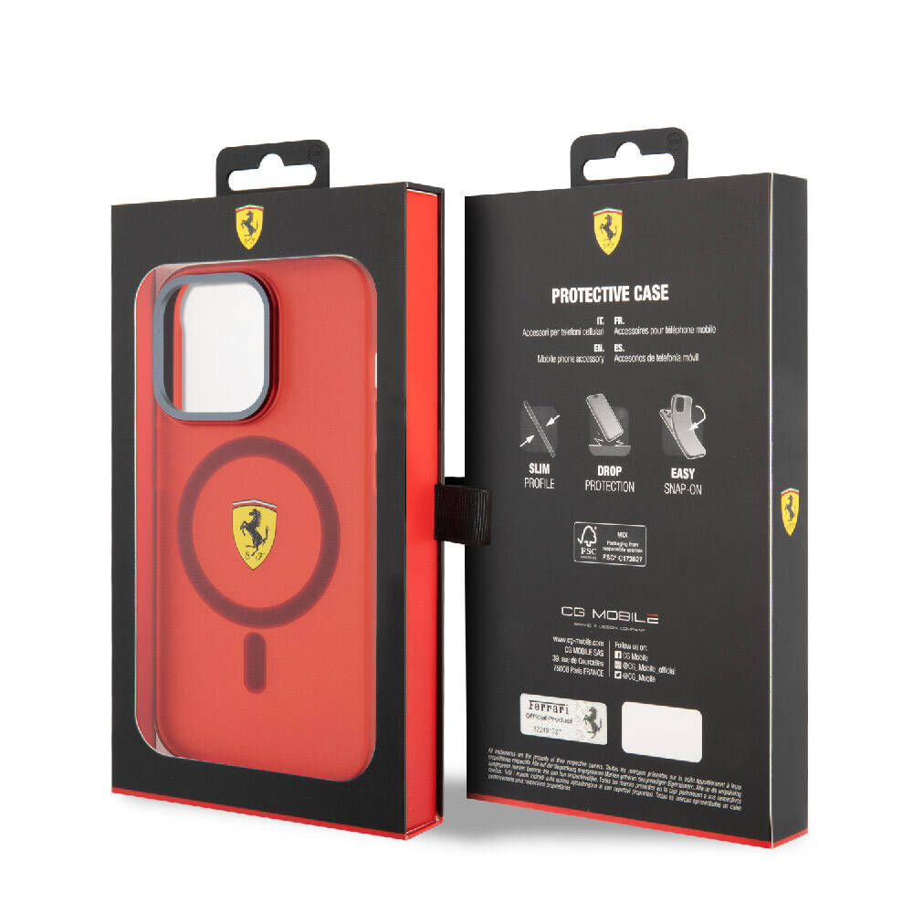 iPhone 15 Pro Kılıf Ferrari Orjinal Lisanslı M-safe Şarj Özellikli Kontrast Bumper Kapak