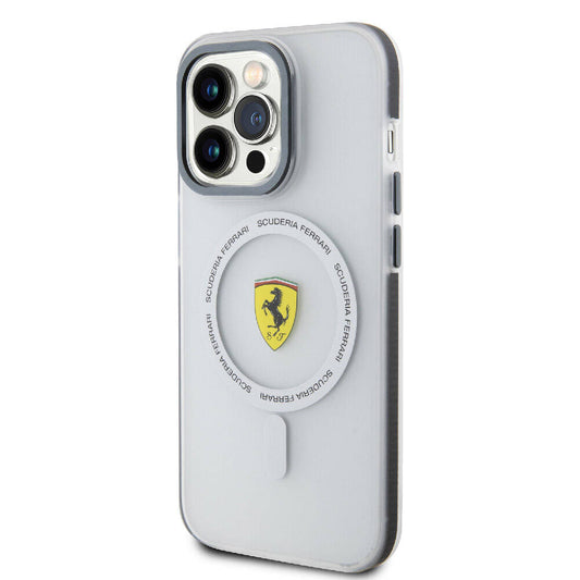 iPhone 15 Pro Kılıf Ferrari Orjinal Lisanslı M-safe Şarj Özellikli Kontrast Bumper SF Ring Kapak