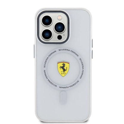 iPhone 15 Pro Kılıf Ferrari Orjinal Lisanslı M-safe Şarj Özellikli Kontrast Bumper SF Ring Kapak
